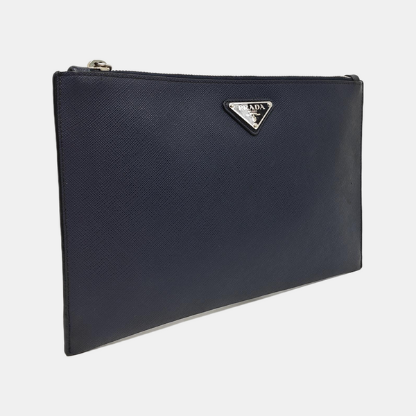 Saffiano Calfskin Clutch Blue