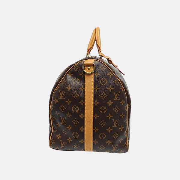 KEEPALL 55 Monogram Coated Canvas Brown