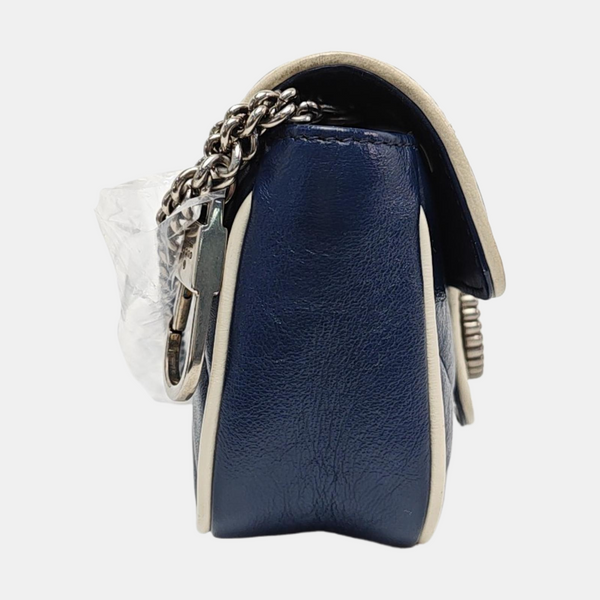Authenticated pre-owned  GG Marmont Super Mini Quilted Calfskin Blue - Crossbody Bag at Looply