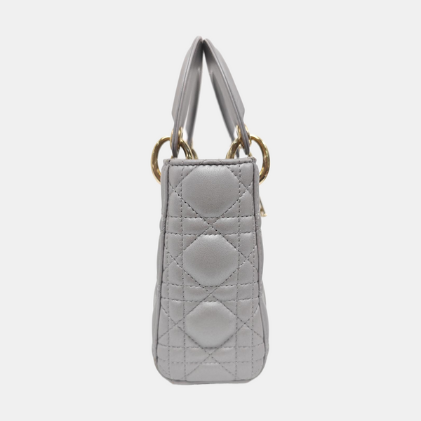 Lady Dior Mini Cannage Lambskin Silver