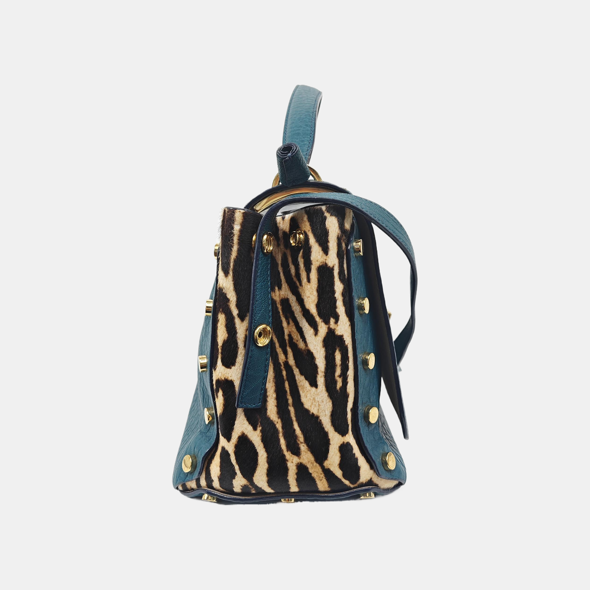 Calfskin Shoulder Bag Blue