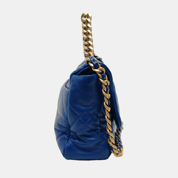 CHANEL 19 Large Quilted Lambskin Blue