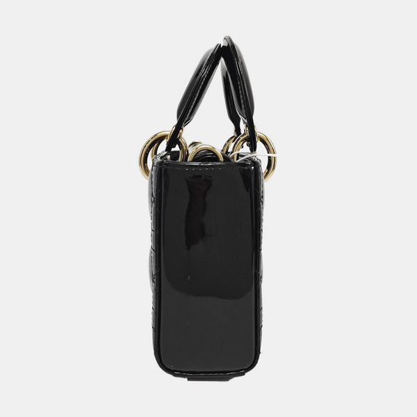 Lady Dior Small Cannage Patent Leather Black