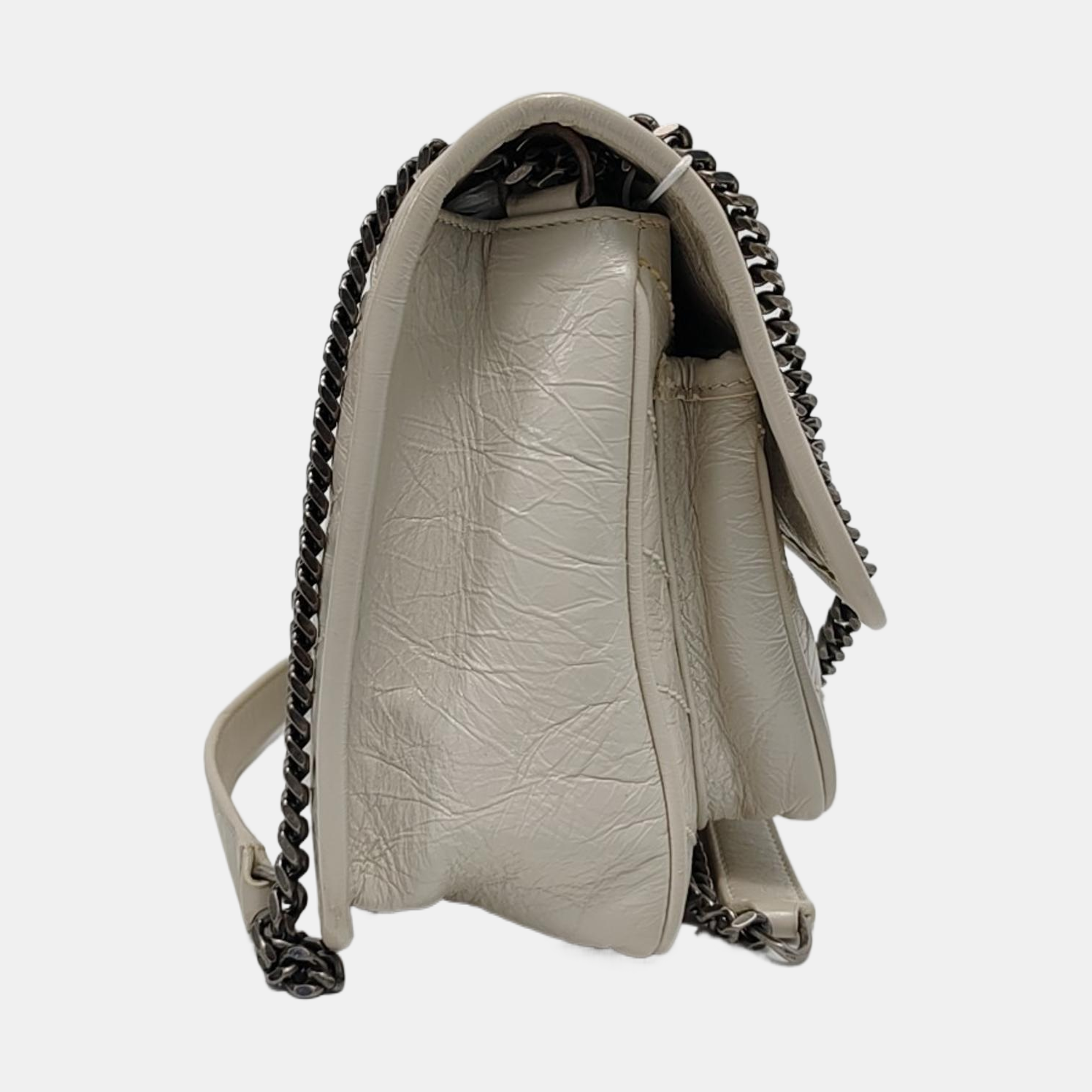 NIKI Small Chevron Calfskin White