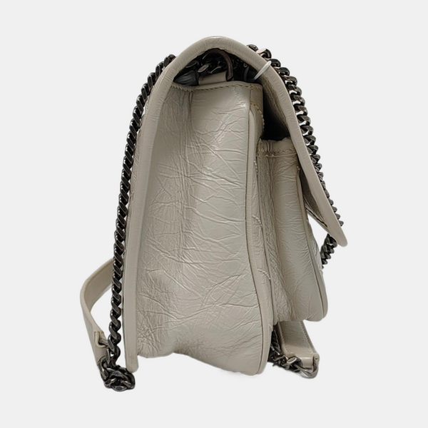 NIKI Small Chevron Calfskin White
