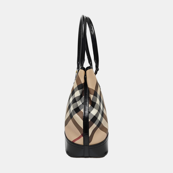 Coated Canvas Top Handle Bag Beige