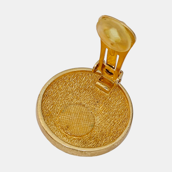 Petit CD Metal Gold Clip On Earrings