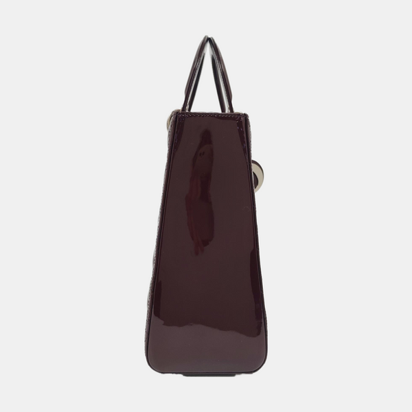 Authenticated pre-owned  Lady Dior Large Cannage Lambskin Burgundy - Tote Bag at Looply