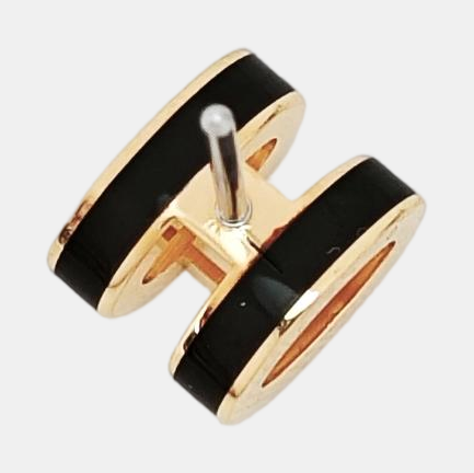 Pop H Metal Black Stud Earrings