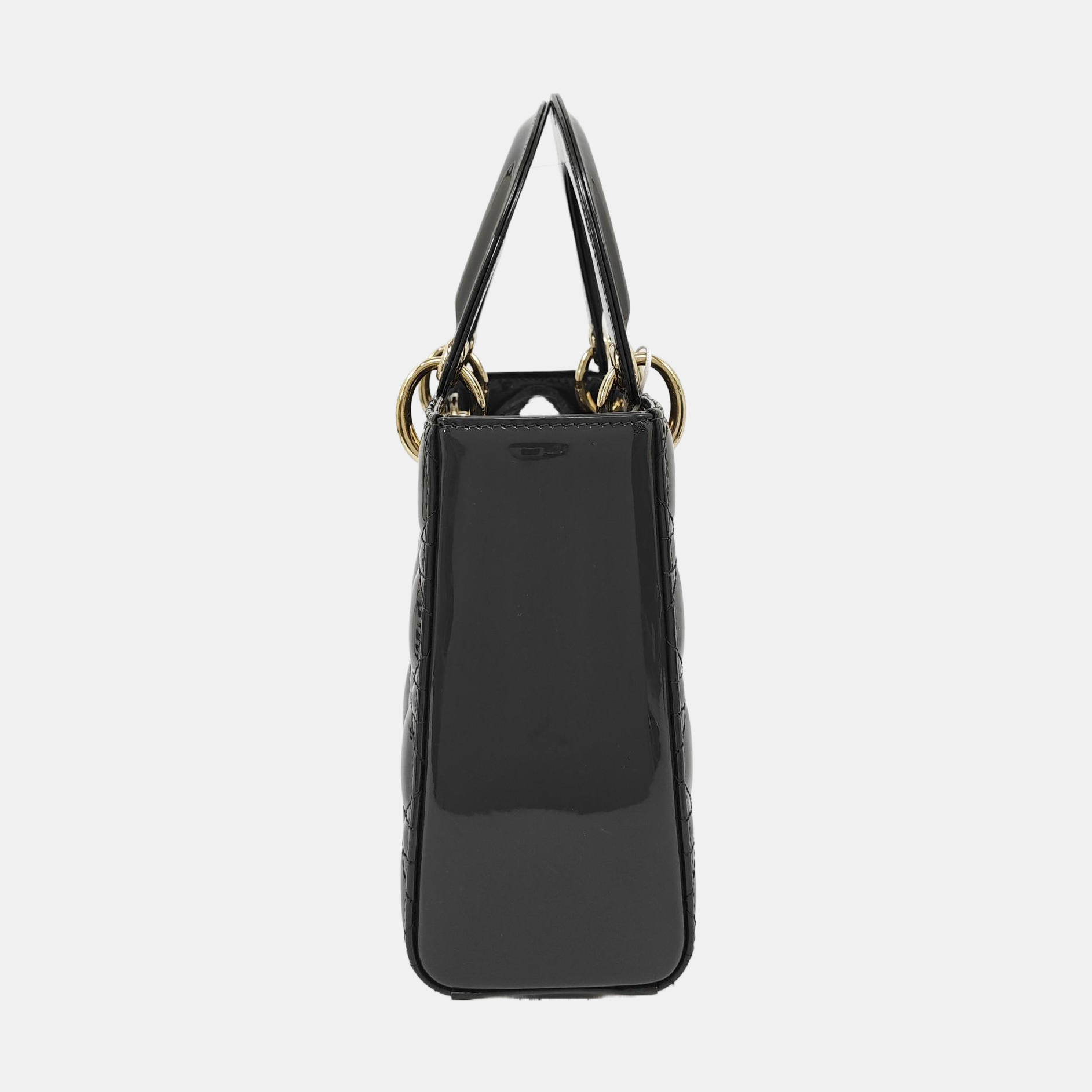 Lady Dior Small Cannage Patent Leather Gray