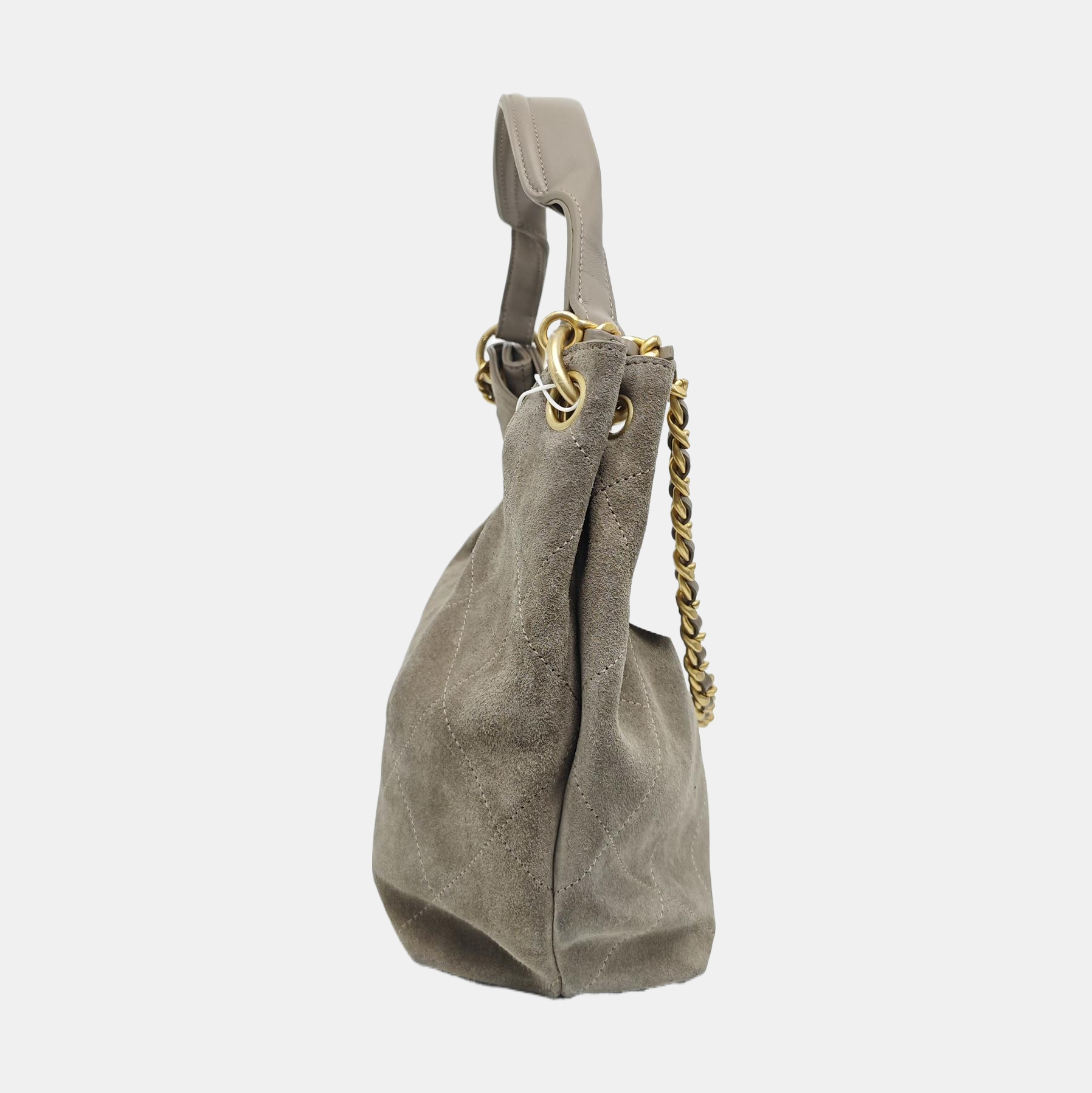 HOBO Large Quilted Suede Gray