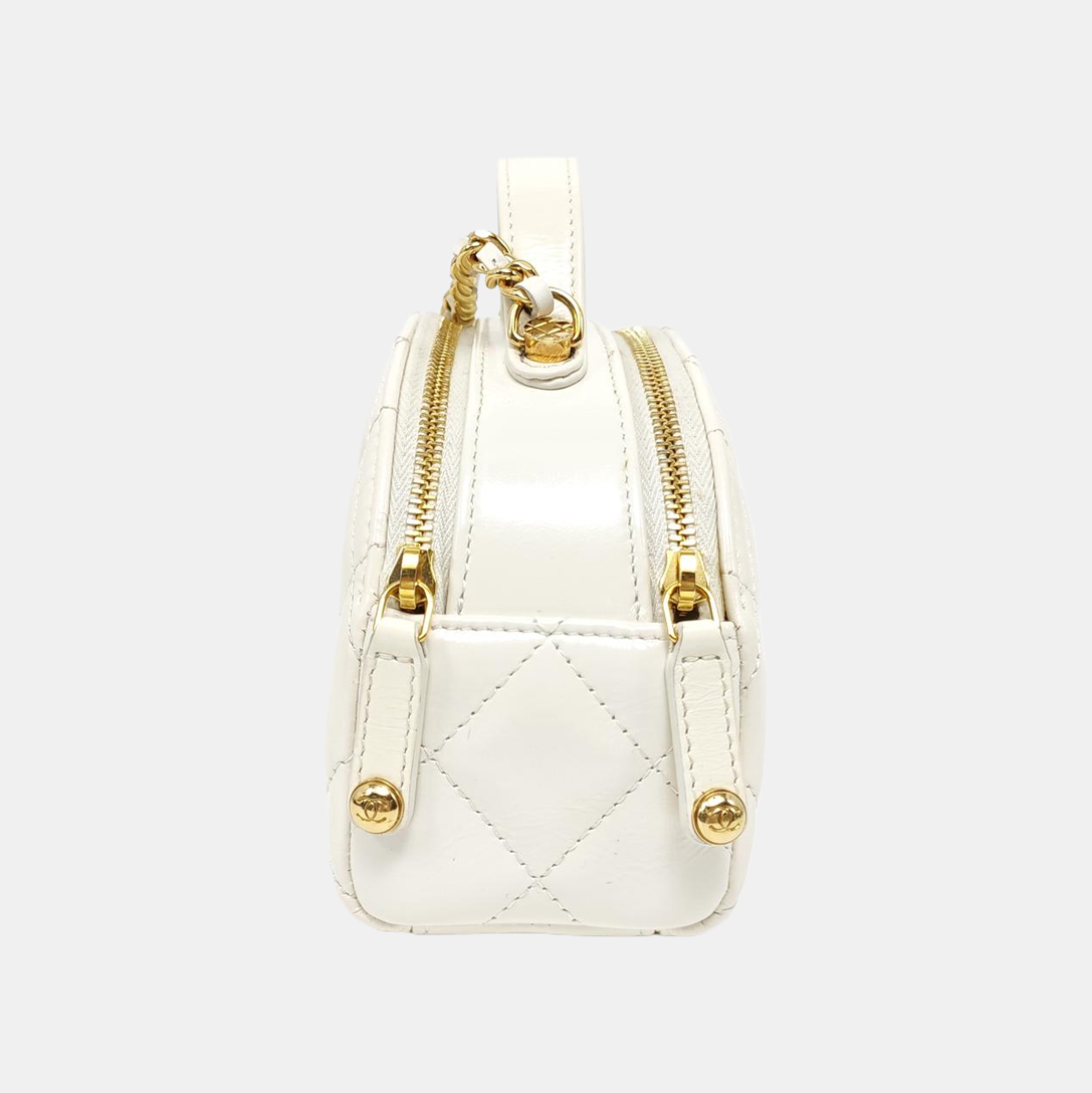 Quilted Calfskin Shoulder Bag White