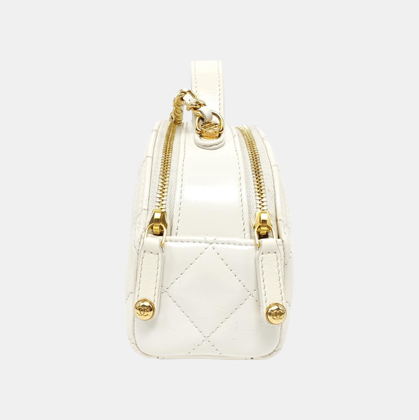 Quilted Calfskin Shoulder Bag White