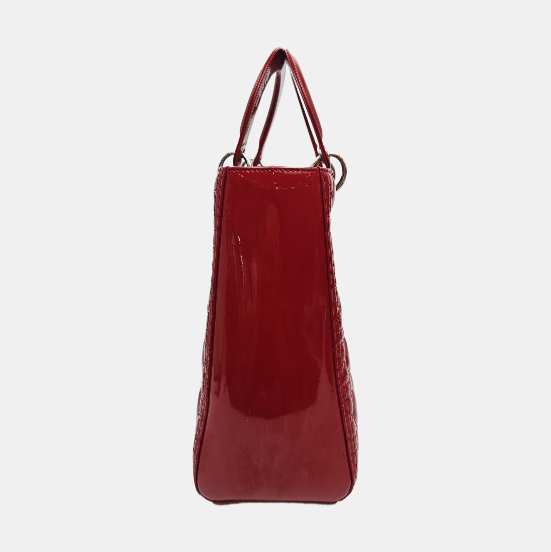 Lady Dior Large Cannage Patent Leather Red