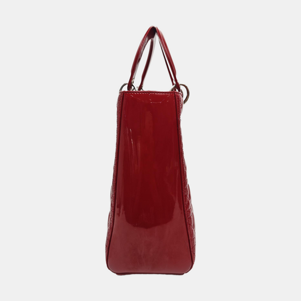 Lady Dior Large Cannage Patent Leather Red