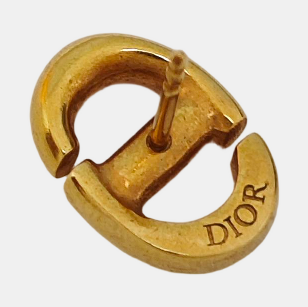CD Navy Metal Gold Stud Earrings