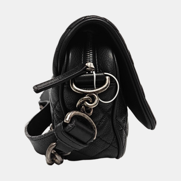 Small Quilted Grained Calfskin Black