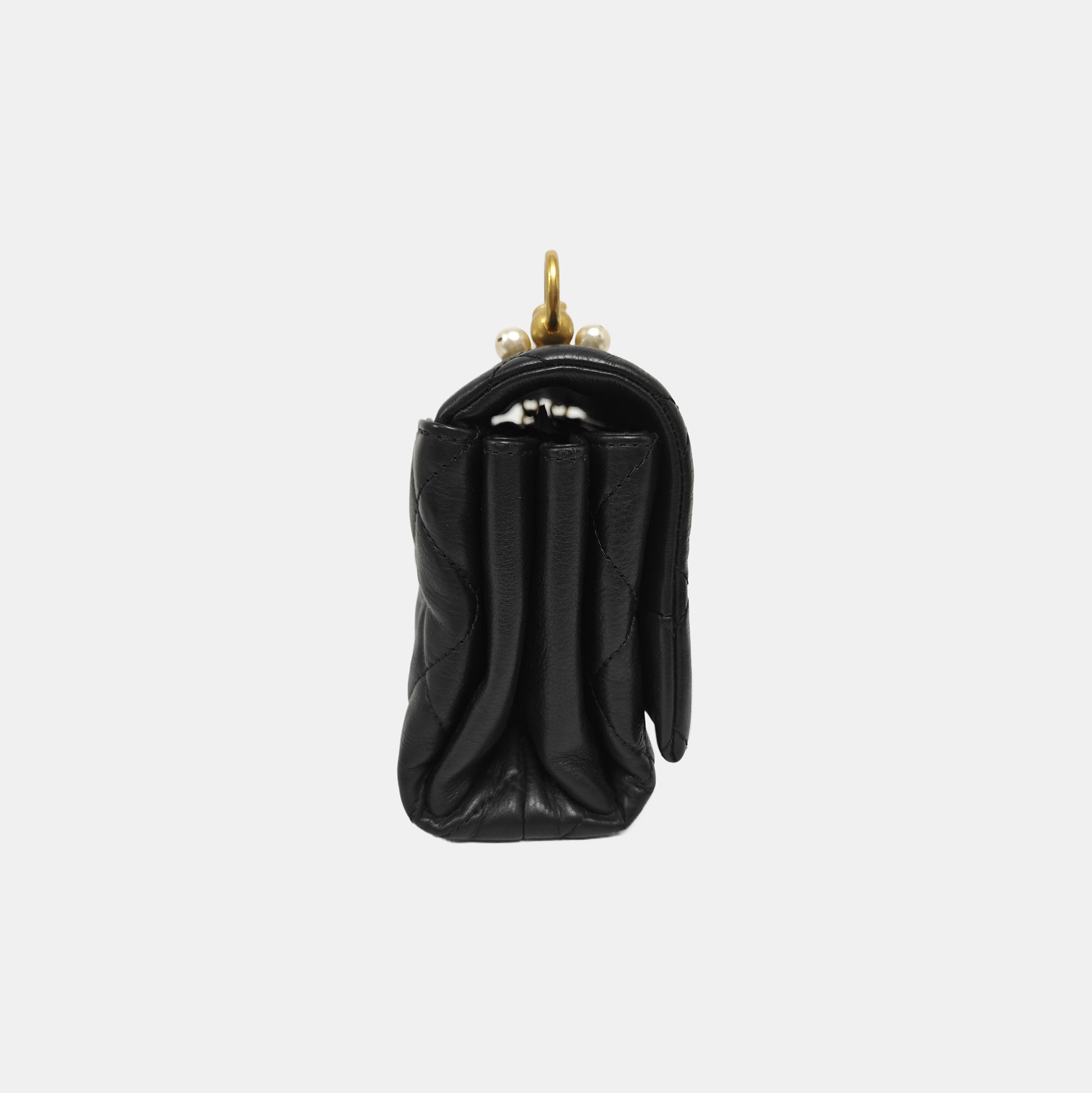 Quilted Calfskin Shoulder Bag Black