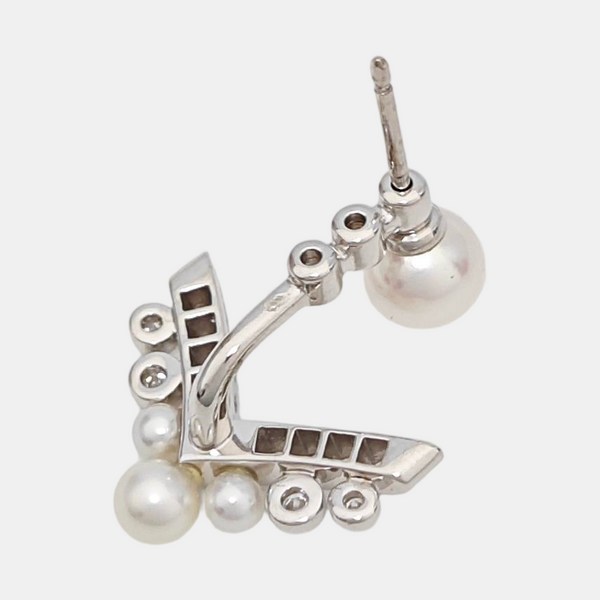 Joséphine Aigrette 18k White Gold Silver Stud Earrings