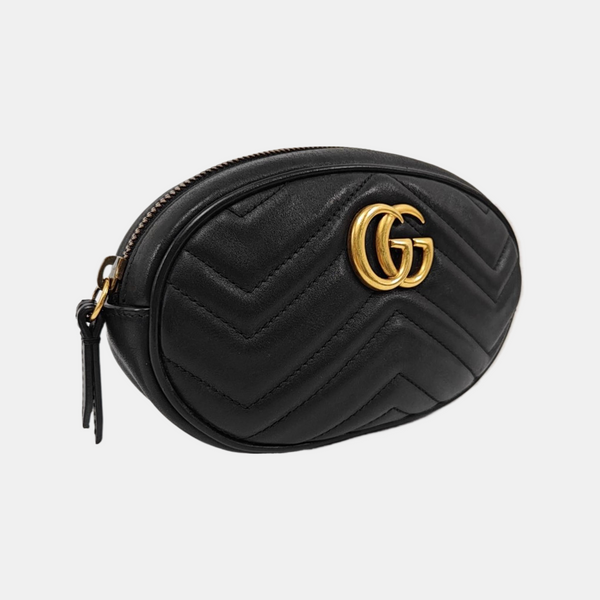 Authenticated pre-owned  GG Marmont Quilted Calfskin Black - Belt Bag at Looply
