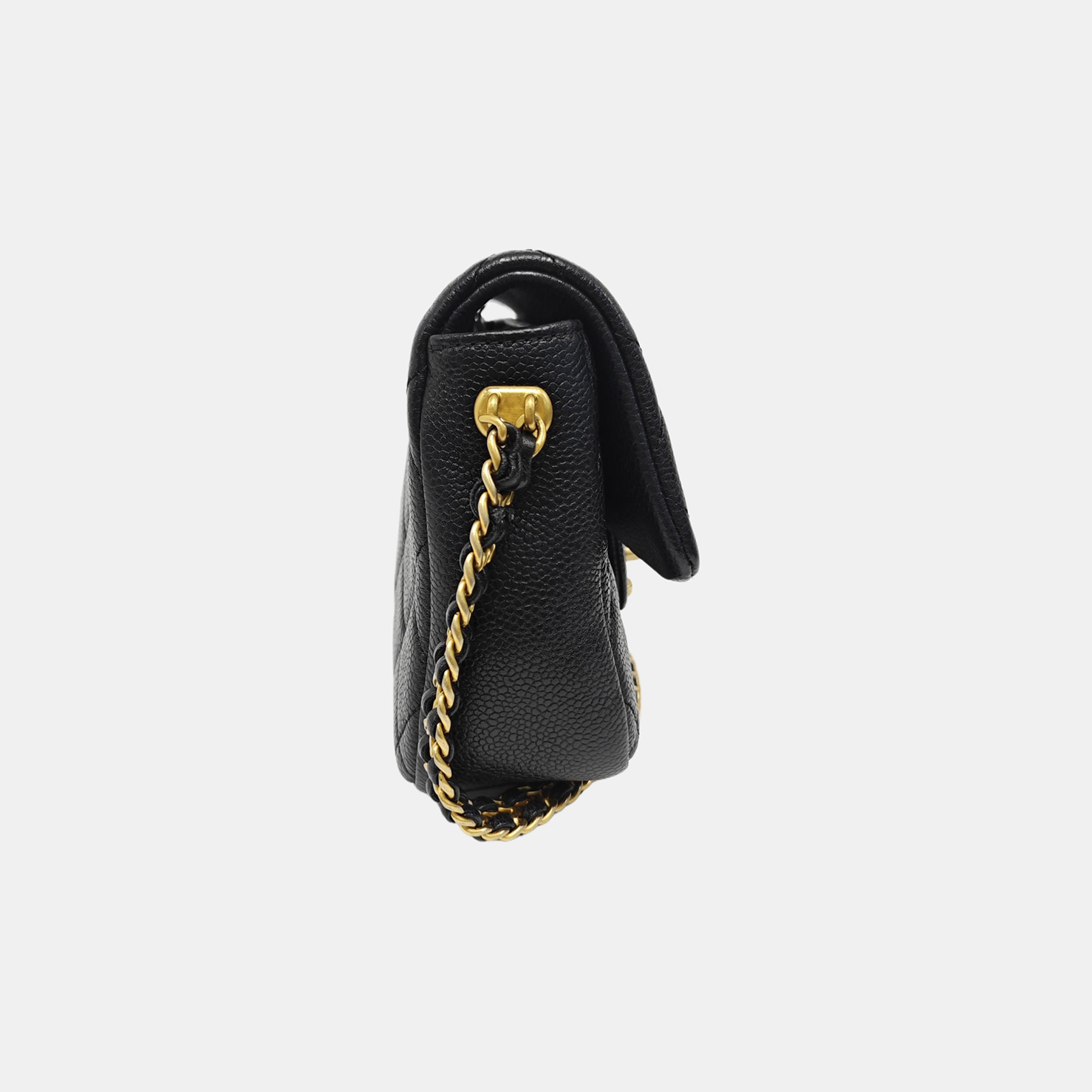 Quilted Grained Calfskin Shoulder Bag Black