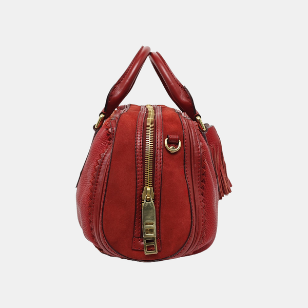 Leather Shoulder Bag Red