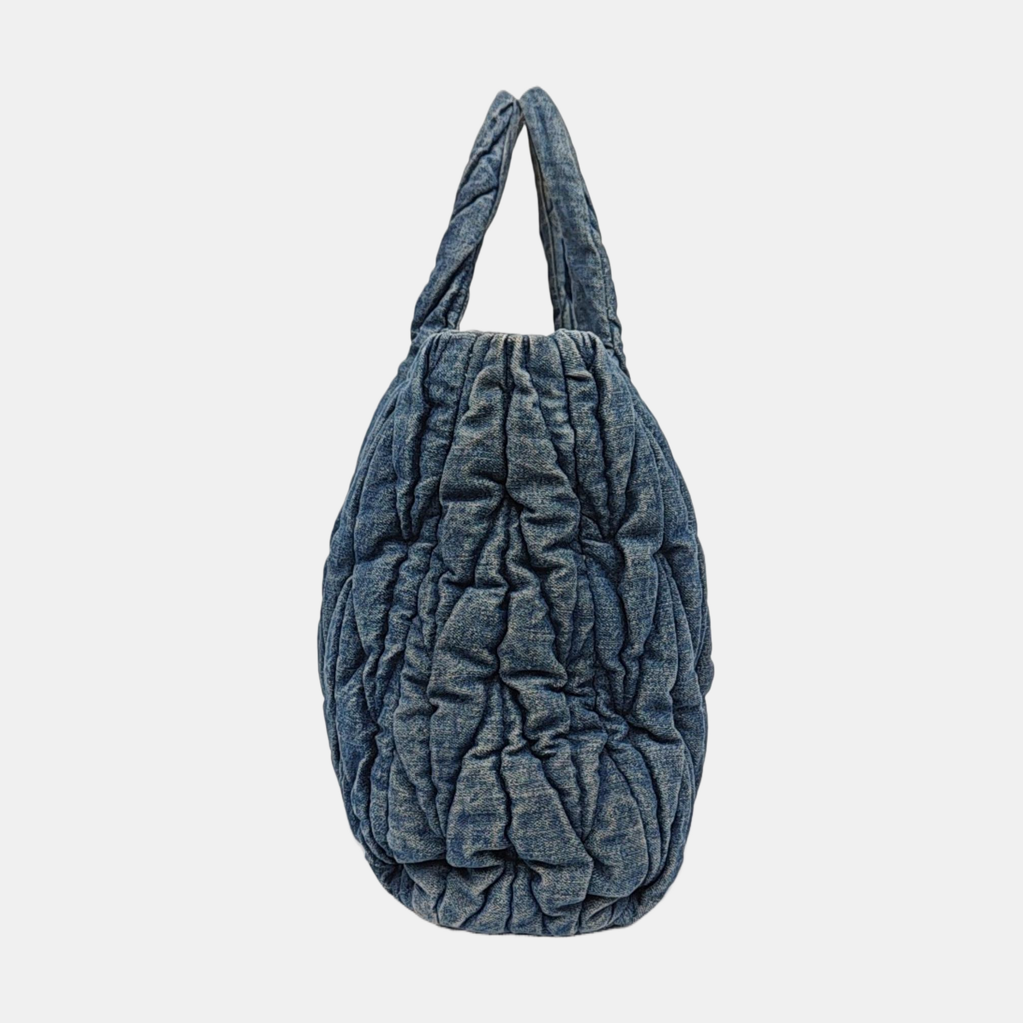 Quilted Denim Tote Bag Blue