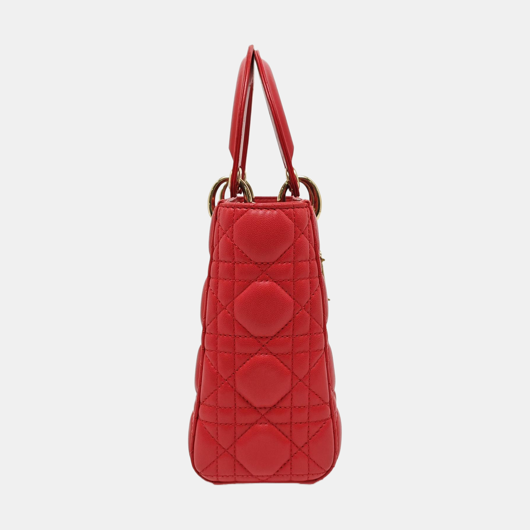 Authenticated pre-owned  Lady Dior Quilted Lambskin Red - Tote Bag at Looply