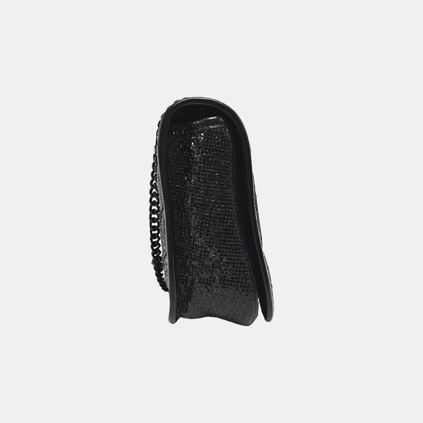Chevron Leather Shoulder Bag Mini Black