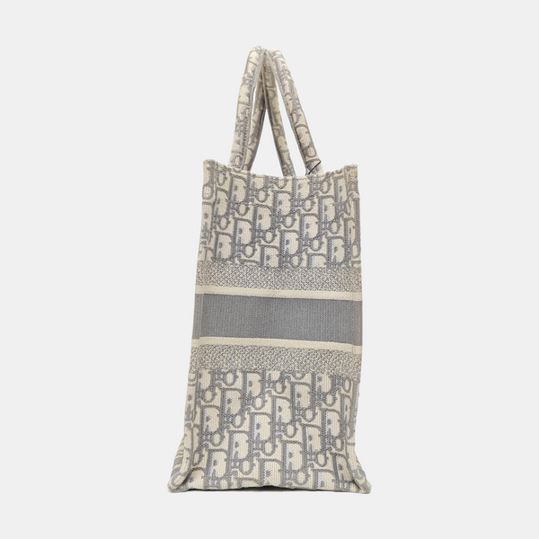 Book Tote Medium Oblique Canvas White