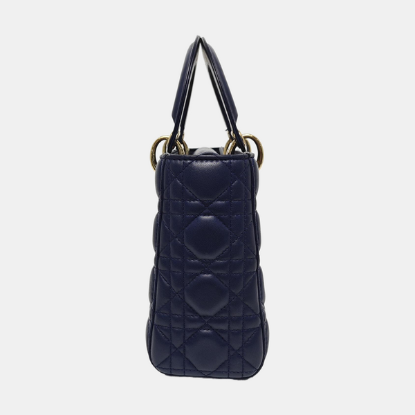 Authenticated pre-owned  Lady Dior Small Cannage Lambskin Blue - Tote Bag at Looply