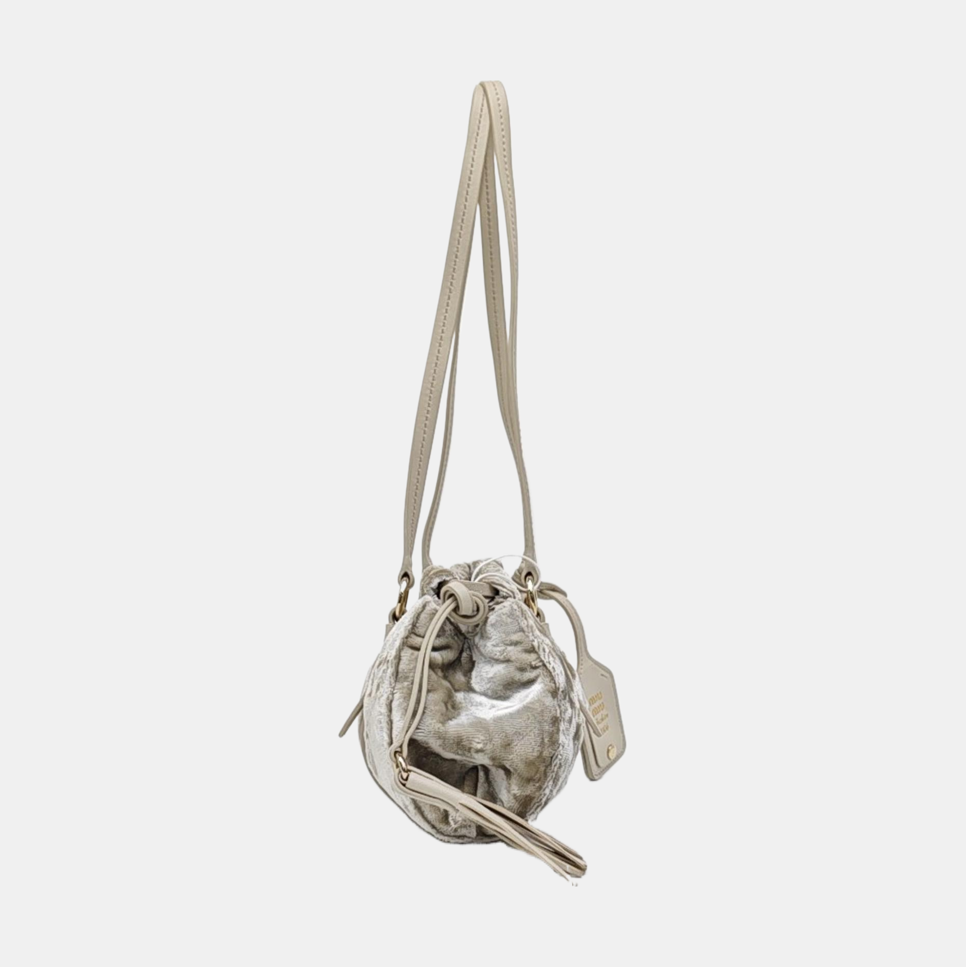 Velvet Top Handle Bag Gray
