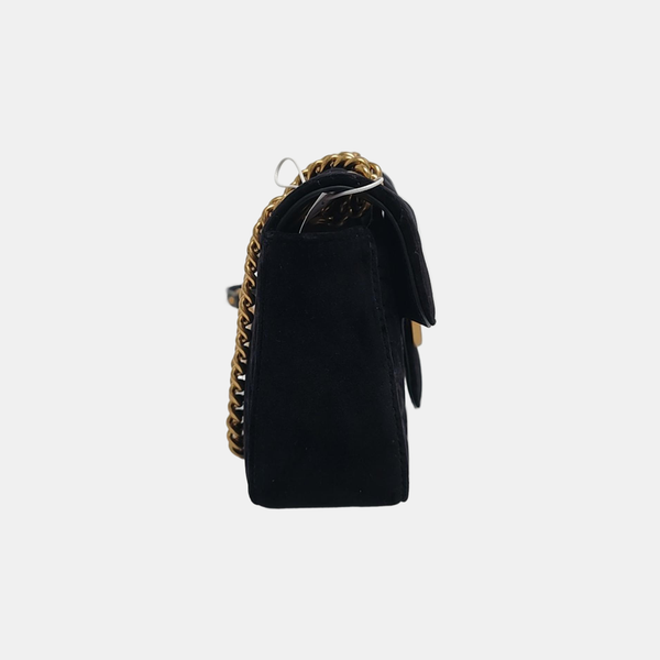 GG Marmont Medium Quilted Velvet Black