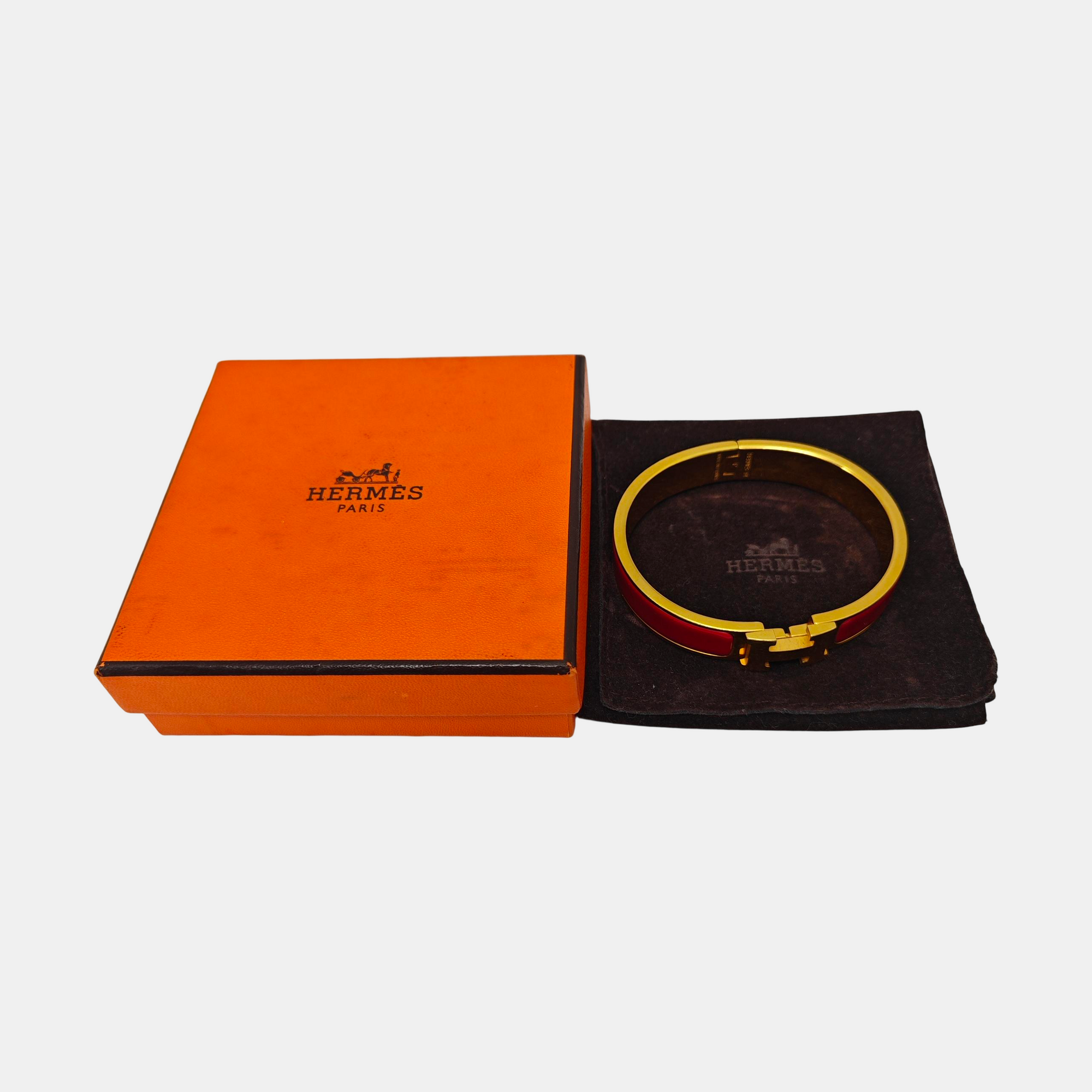 Clic H Metal Red Bangle