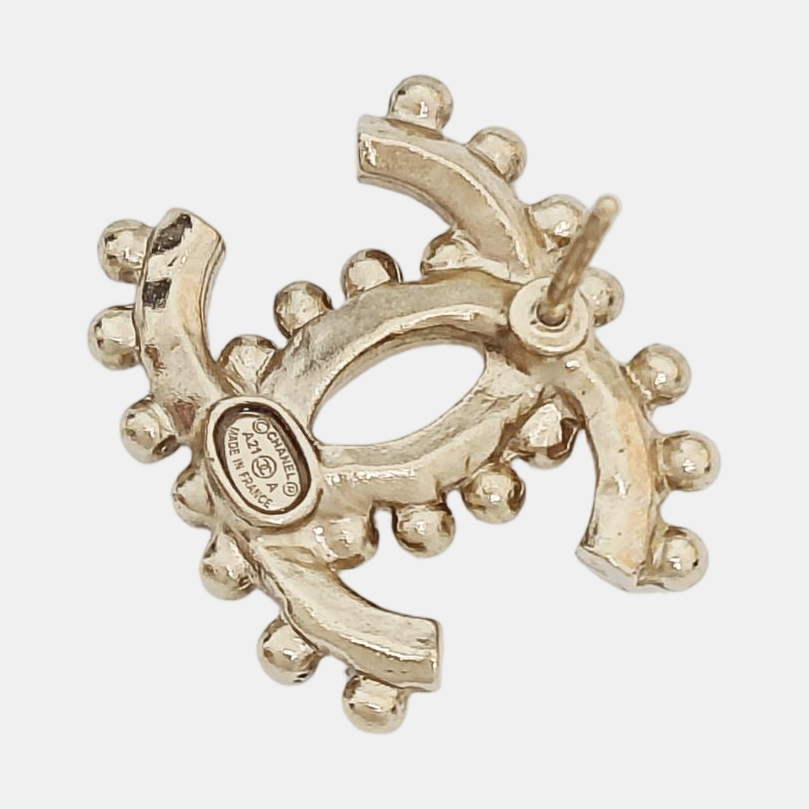 CC Logo Metal Gold Stud Earrings
