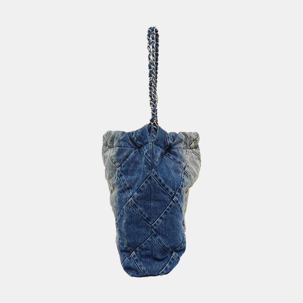 CHANEL 22 Small Quilted Denim Blue