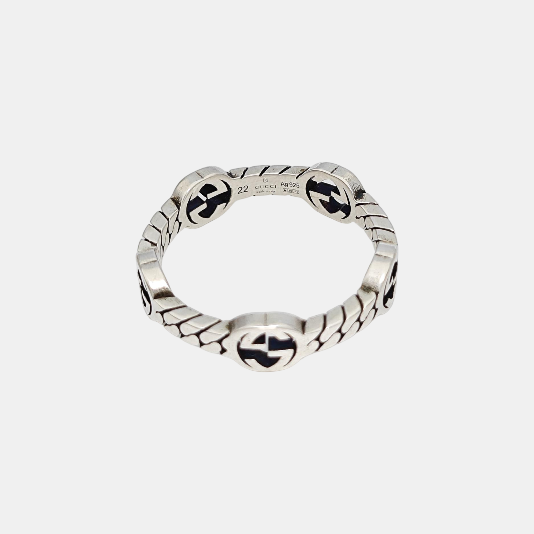 Interlocking G 925 Sterling Silver Ring HK 22