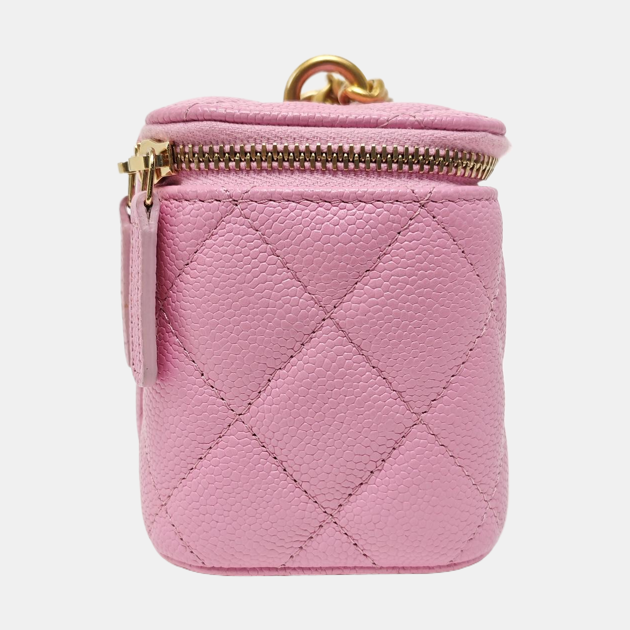 VANITY CASE Small Quilted Grained Calfskin Pink