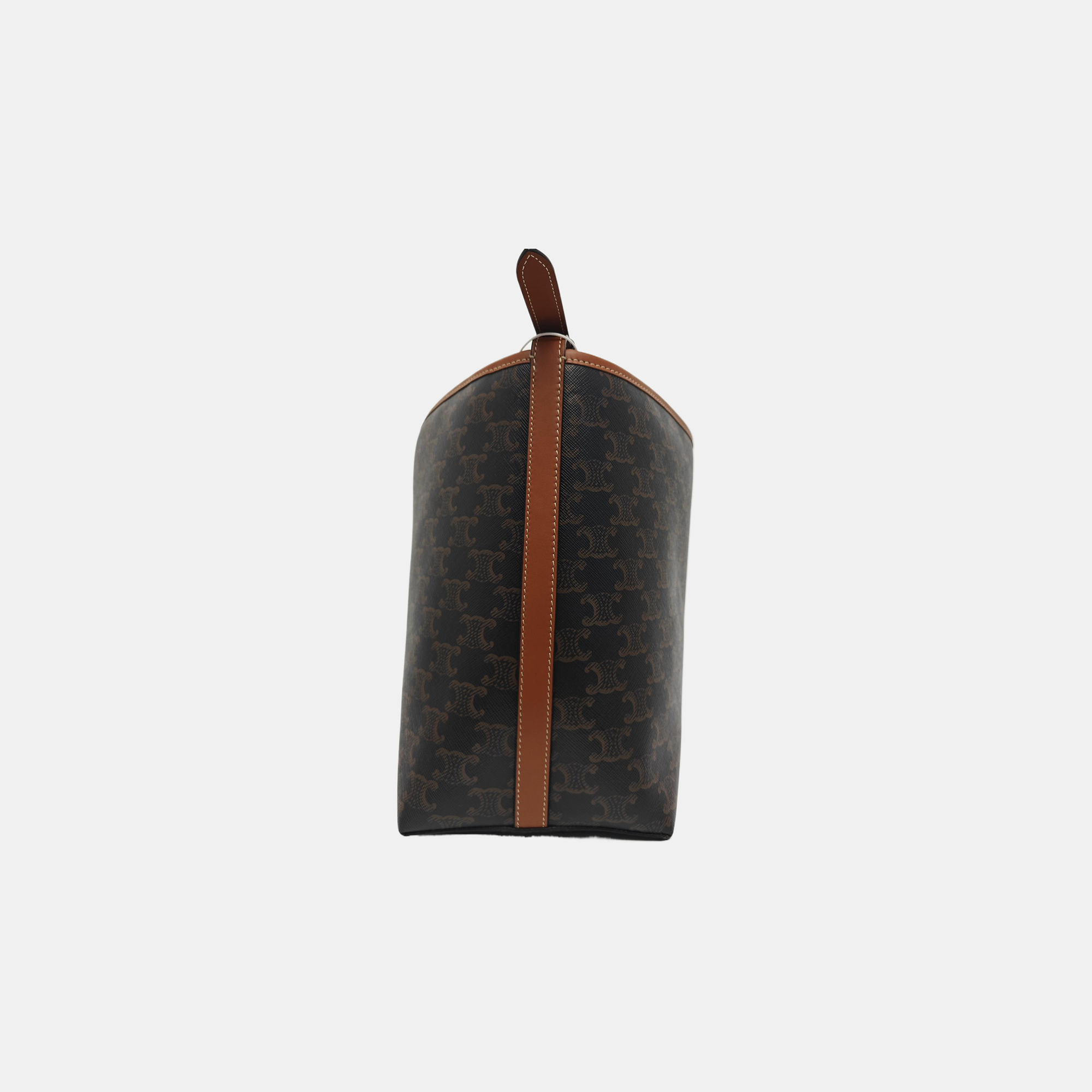 Coated Canvas Shoulder Bag Brown