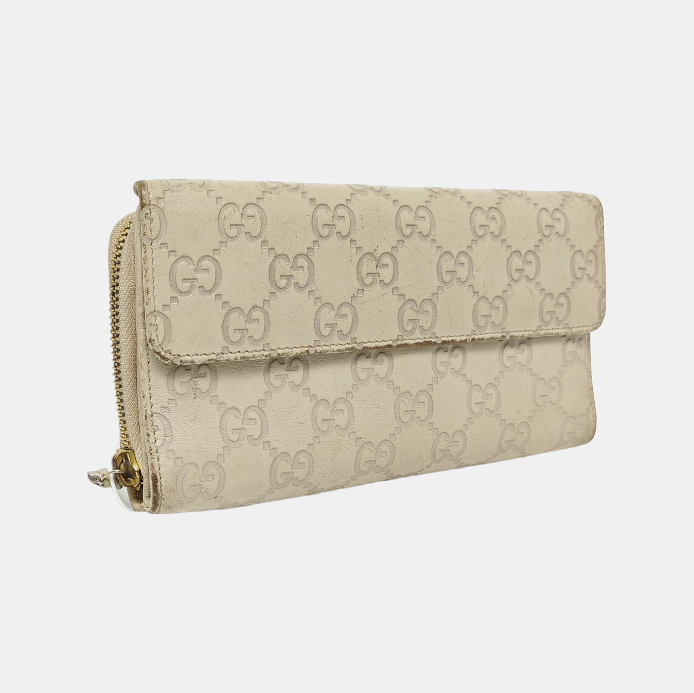 Monogram Leather Wallet Beige