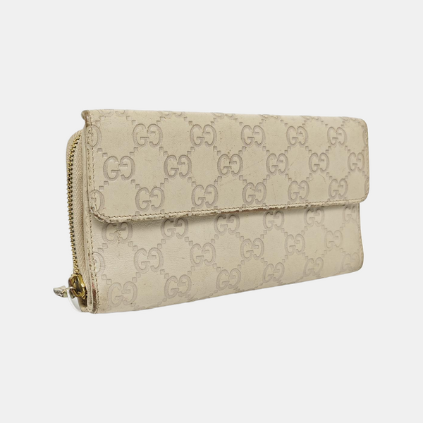 Monogram Leather Wallet Beige