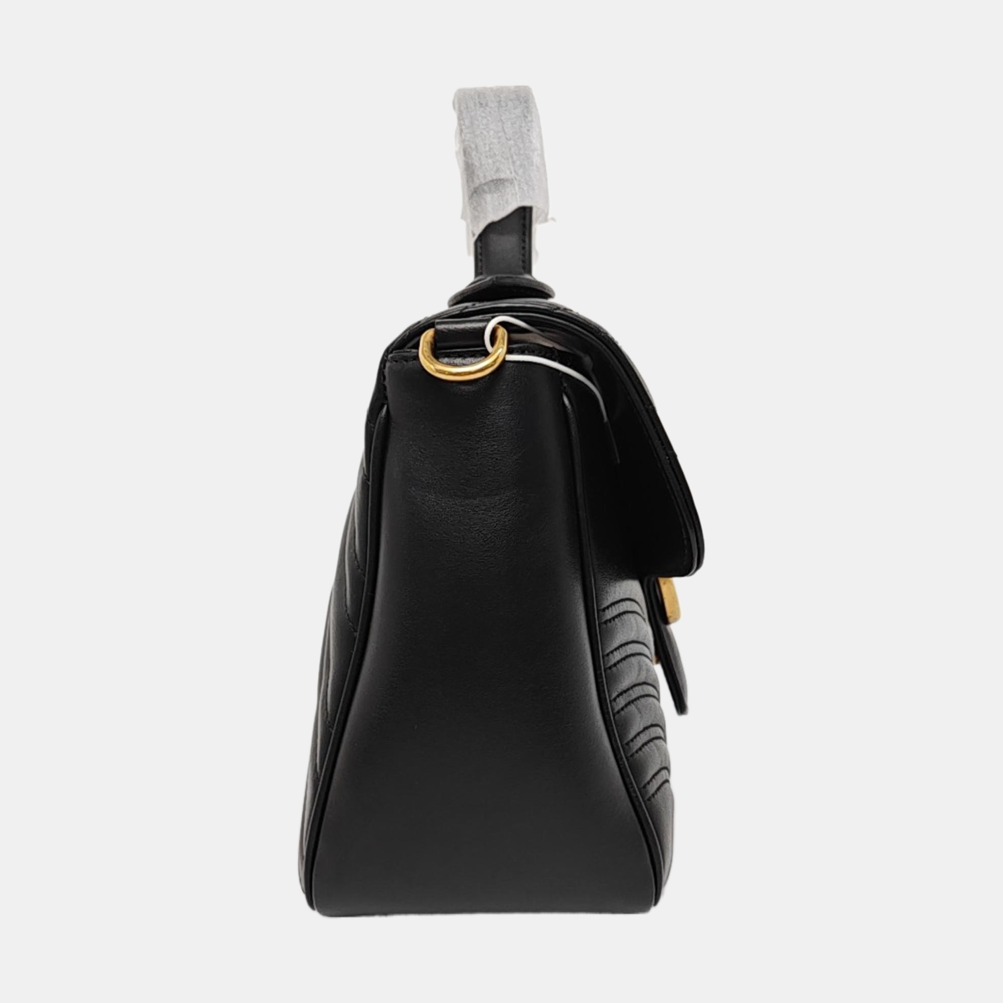 GG Marmont Medium Quilted Calfskin Black