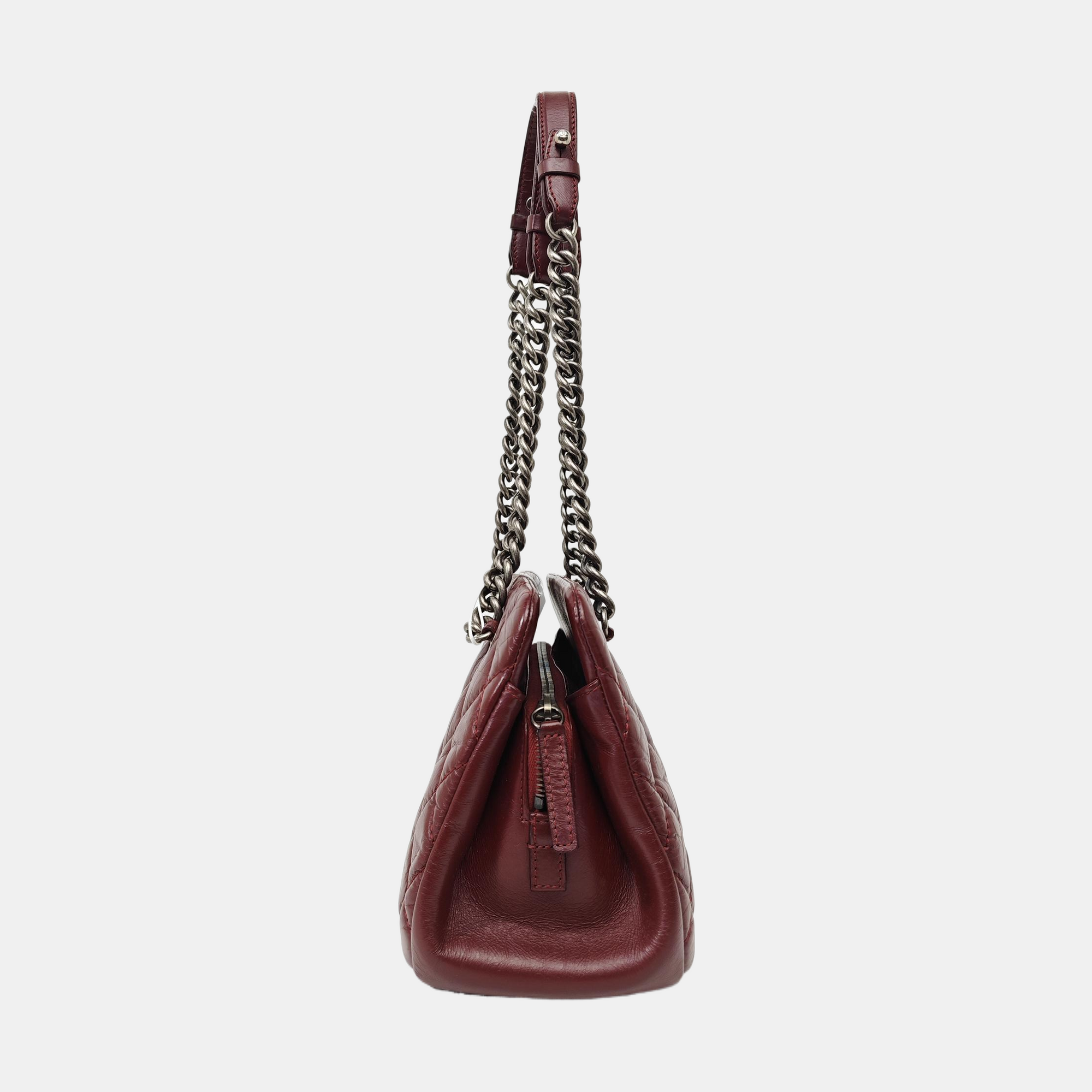 Quilted Calfskin Tote Bag Red