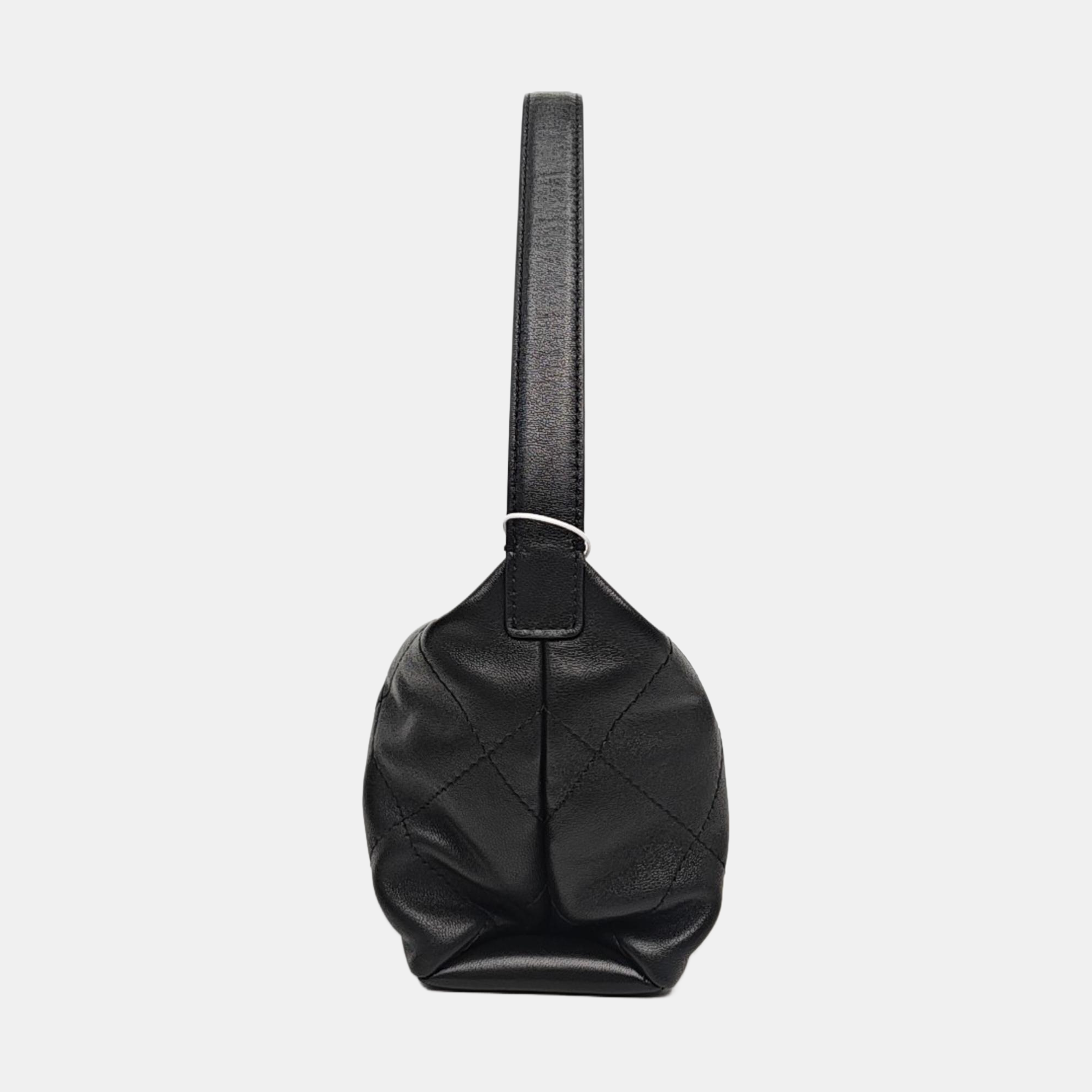 Quilted Lambskin Top Handle Bag Black