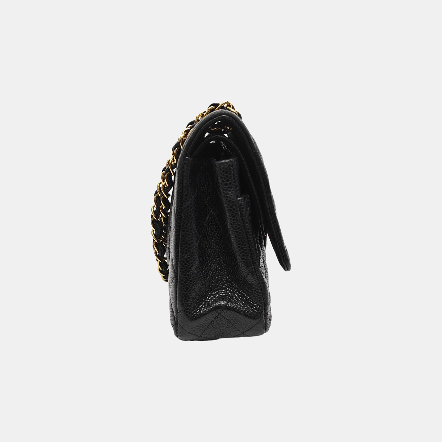 CLASSIC FLAP Medium Quilted Grained Calfskin Black