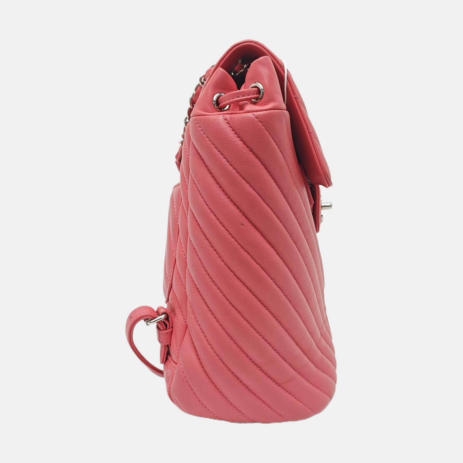 Chevron Calfskin Backpack Pink