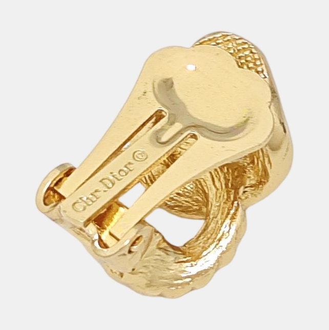 Twist Round Metal Gold Clip On Earrings