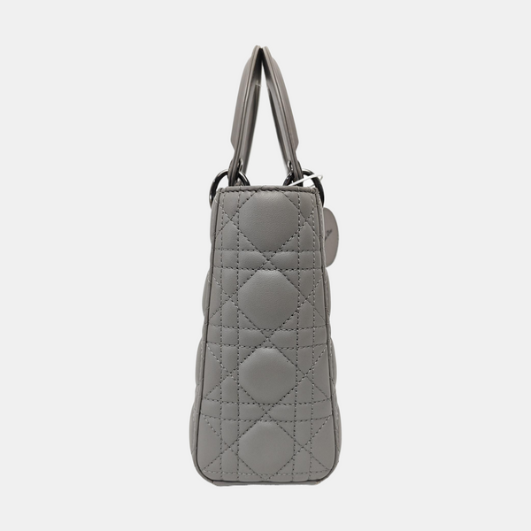 Lady Dior Small Cannage Lambskin Gray