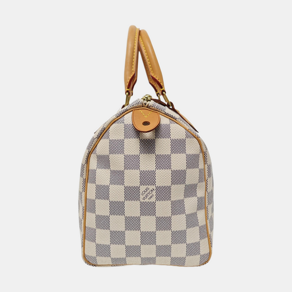 SPEEDY 25 Damier Azur Coated Canvas White