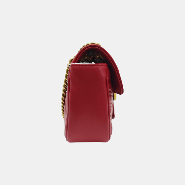 GG Marmont Small Quilted Calfskin Red